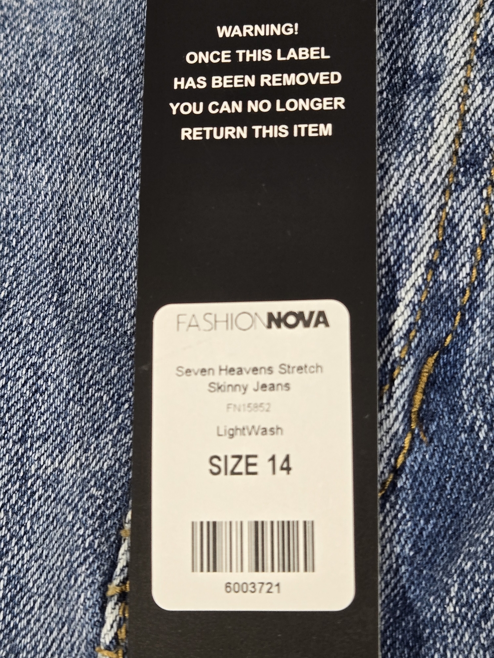 Light Blue Fashion Nova Women's Skinny Jeans Size 14 - Picture 7 of 10